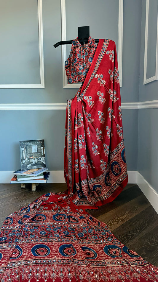 ROOH Ajrakh Saree | 34