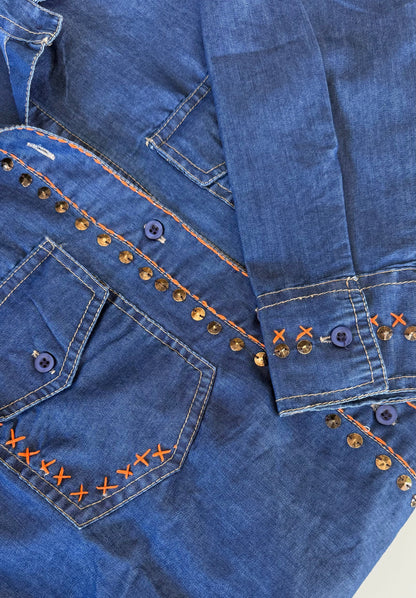 Denim Co-ord (Orange Thread)