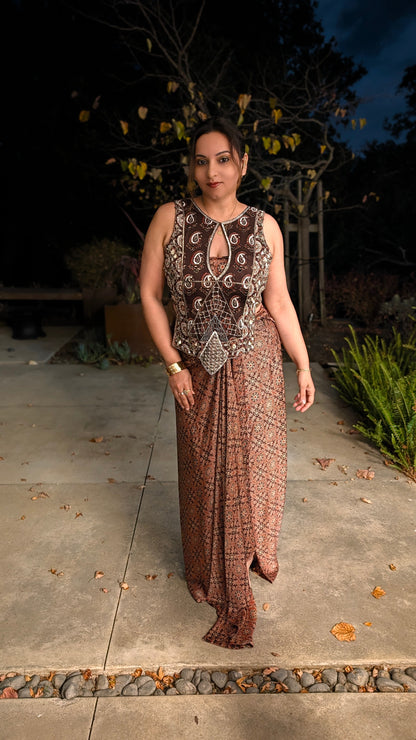 AVNI Draped Skirt Set