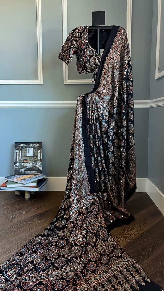 KAAYA Ajrakh Saree | 36