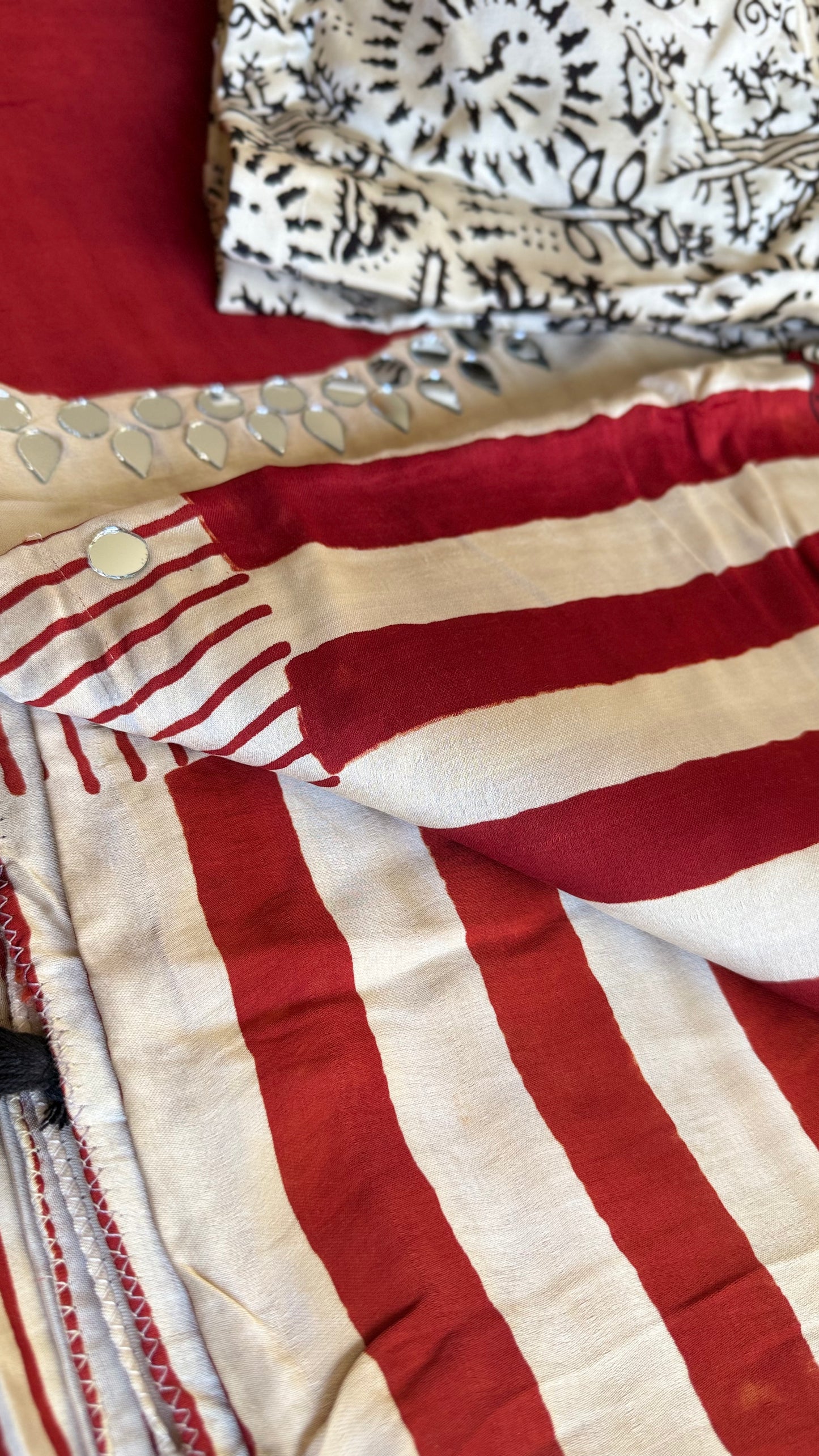SURKH Ajrakh Saree | 38