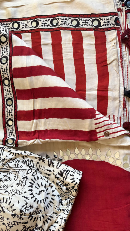 SURKH Ajrakh Saree | 38