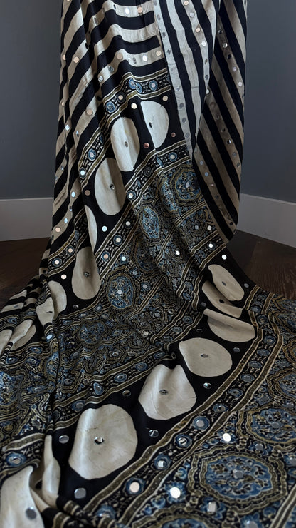 Rekha Ajrakh Saree